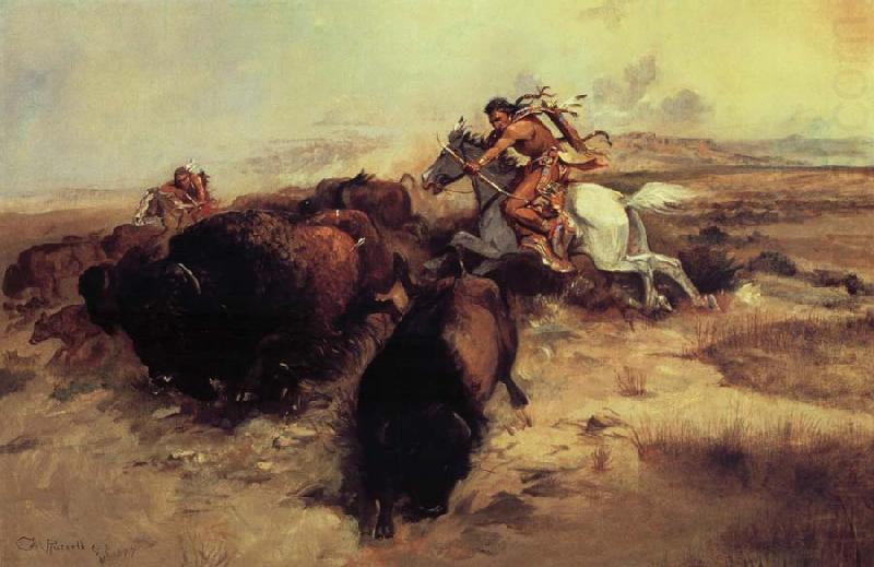 Charles M Russell Buffalo Hunt china oil painting image